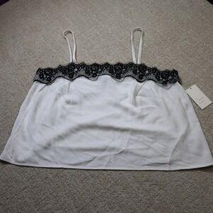 A New Day Cream Lace Trim Camisole Top XXL Sleeveless Recycled Polyester